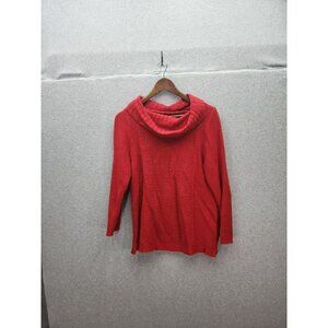Coldwater Creek Red Cowl Neck Sweater PL Cotton & Rayon